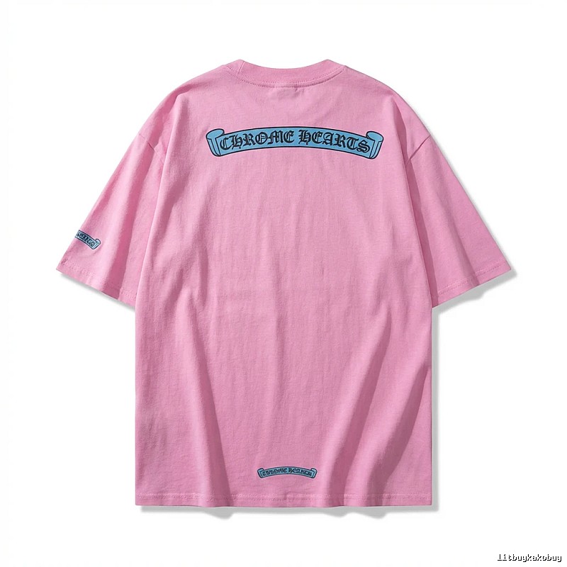 Chrome Hearts Pink Trendy Style T-shirt
