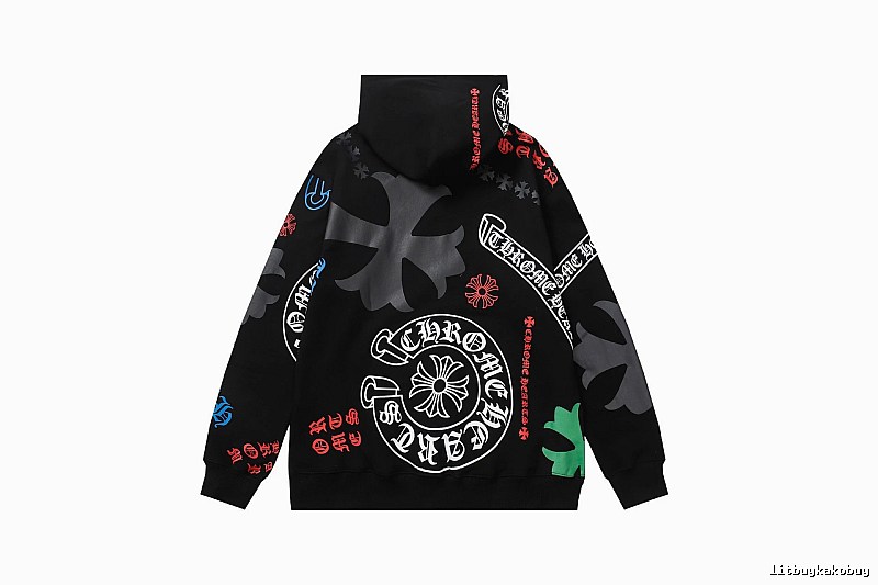 Chrome Hearts Premium Style Cross graphic hoodie Black Blue Cross for Minimal Outfits