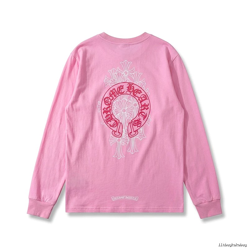 Chrome Hearts Printed Fashionable Pink Long-sleeved Shirt