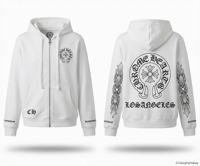Chrome Hearts Retro Style White Hoodie