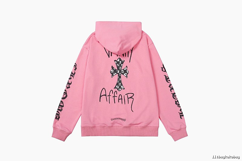 Chrome Hearts Streetwear Cross graphic hoodie Black Blue Cross with Practical Shape