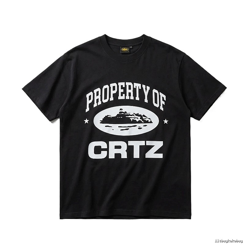 Corteiz black and white minimalist style T-shirt