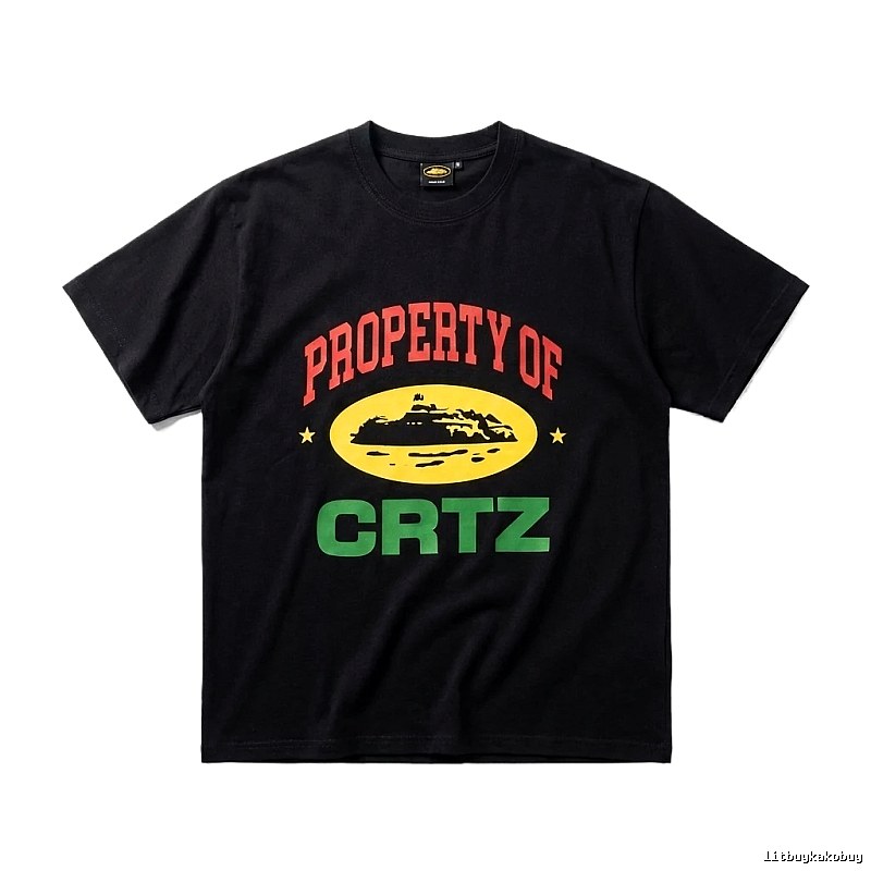 Corteiz Black "PROPERTY OF" Streetwear Short-sleeve Shirt