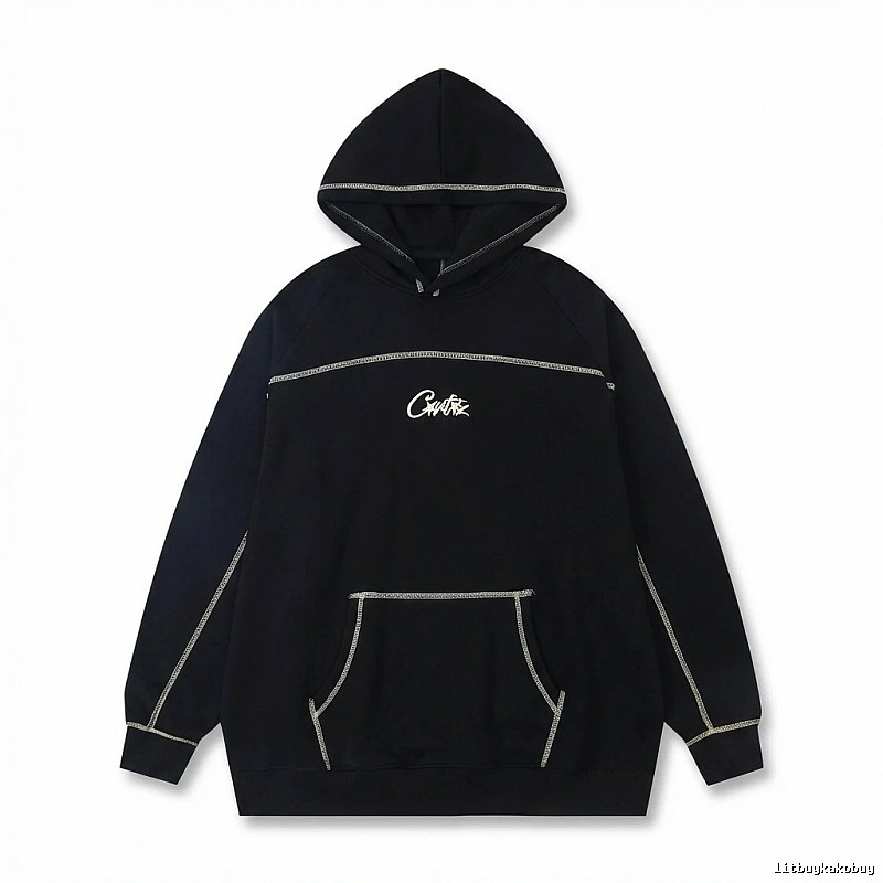 Corteiz Embroidered Simple Style Black Sweatshirt