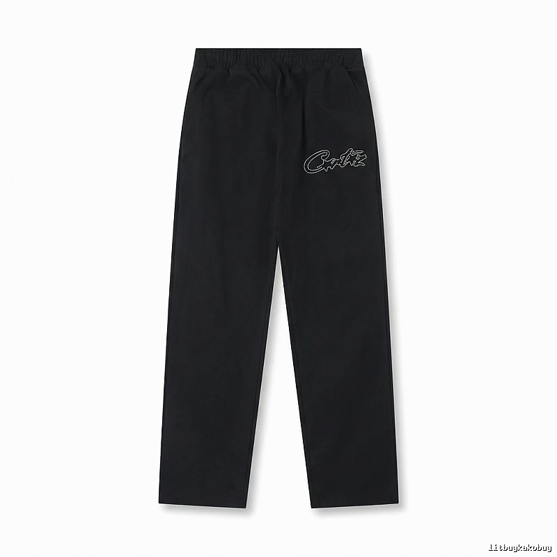 Corteiz minimalist style black long trousers
