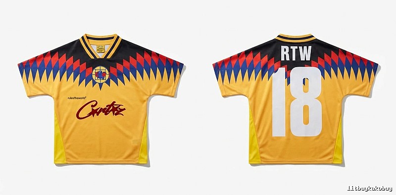Corteiz RTW series yellow, black and blue color - blocking jersey