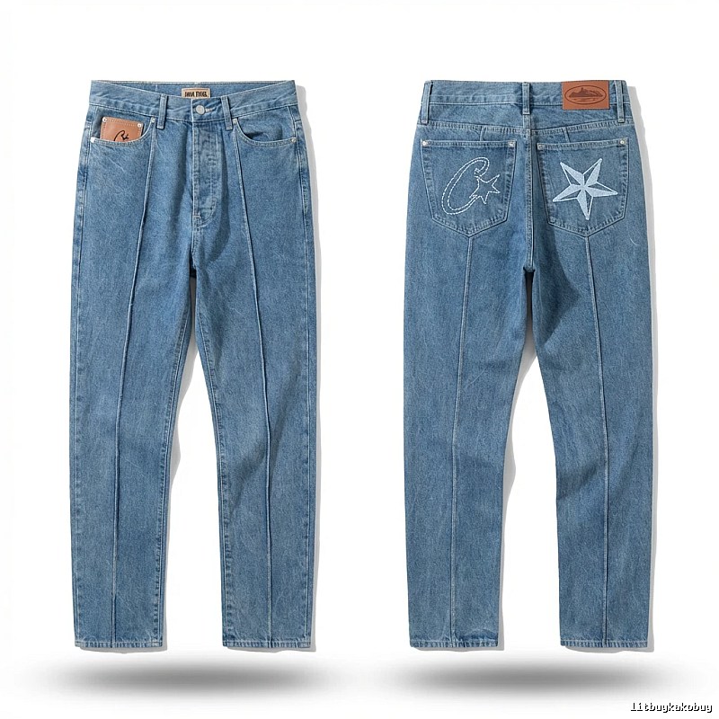 Corteiz star embroidery denim blue jeans
