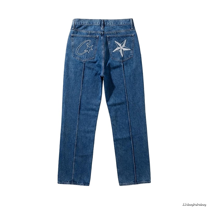 Corteiz Star Embroidery Denim Blue Jeans