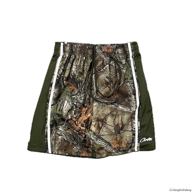 Corteiz Street Style Camouflage Army Green Athletic Shorts