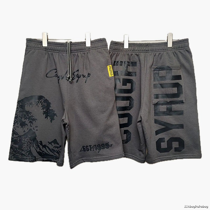 COUGH SYRUP Printed Street Style Grey Shorts