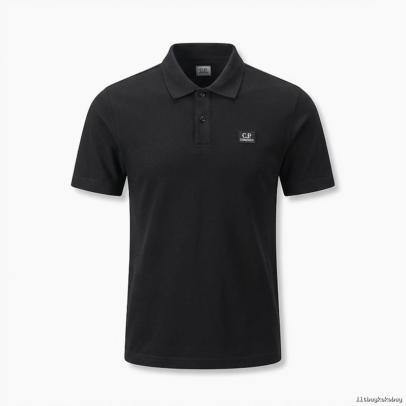 C.P. Simple Style Black Polo Shirt