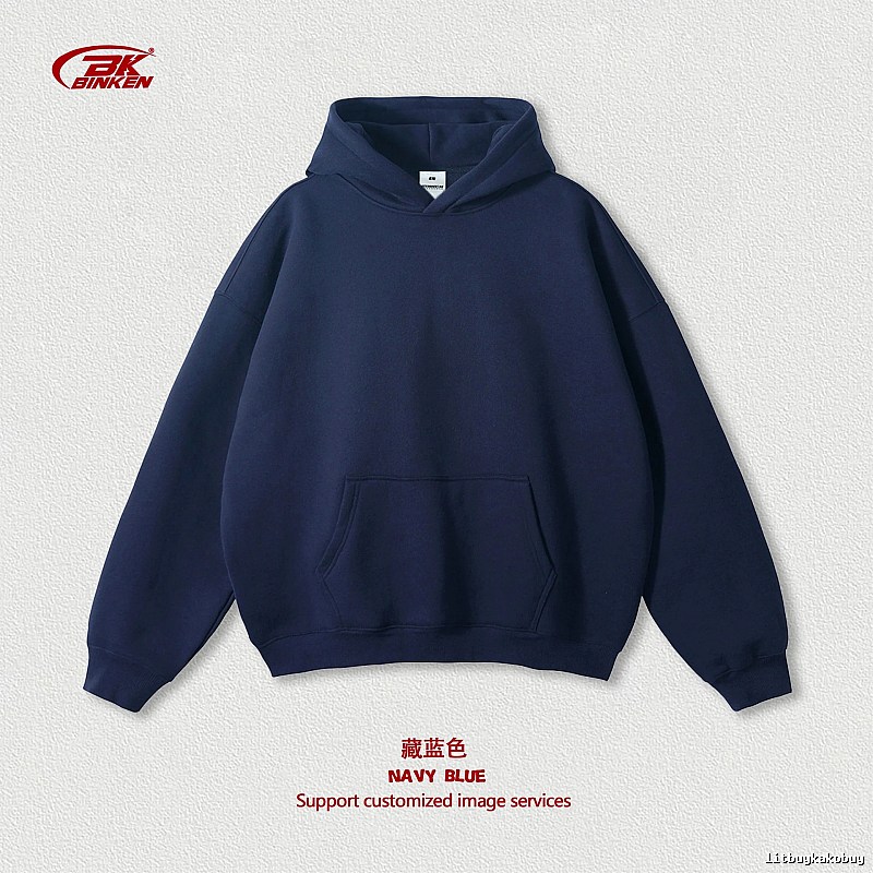 Daily Pullover hoodie Navy Blank Kangaroo for City Outfits