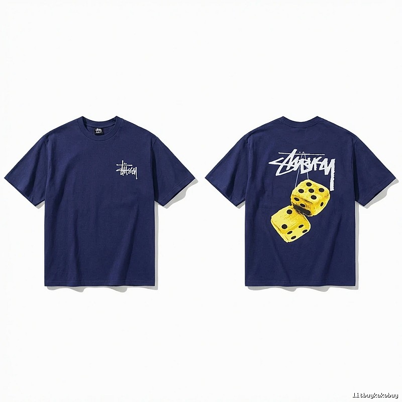 Deep blue T-shirt with Stussy dice print