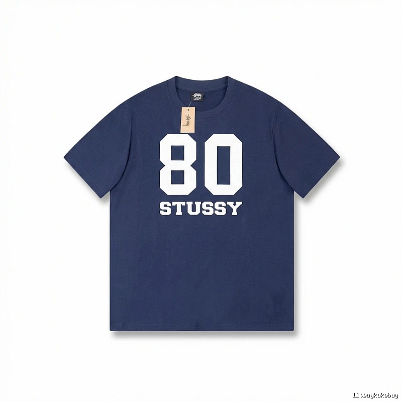 Deep blue T-shirt with Stussy digital printing