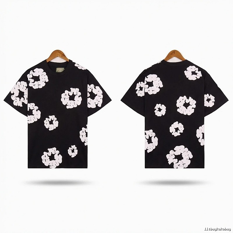 DENIM TEARS Black and White Retro Short-sleeve Shirt