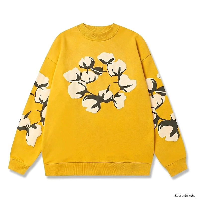 DENIM TEARS Cotton Print Yellow Sweatshirt