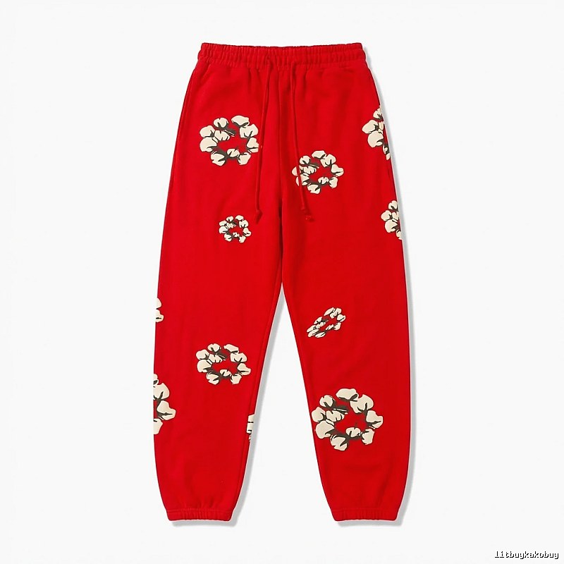 DENIM TEARS Floral Style Red Sweatpants