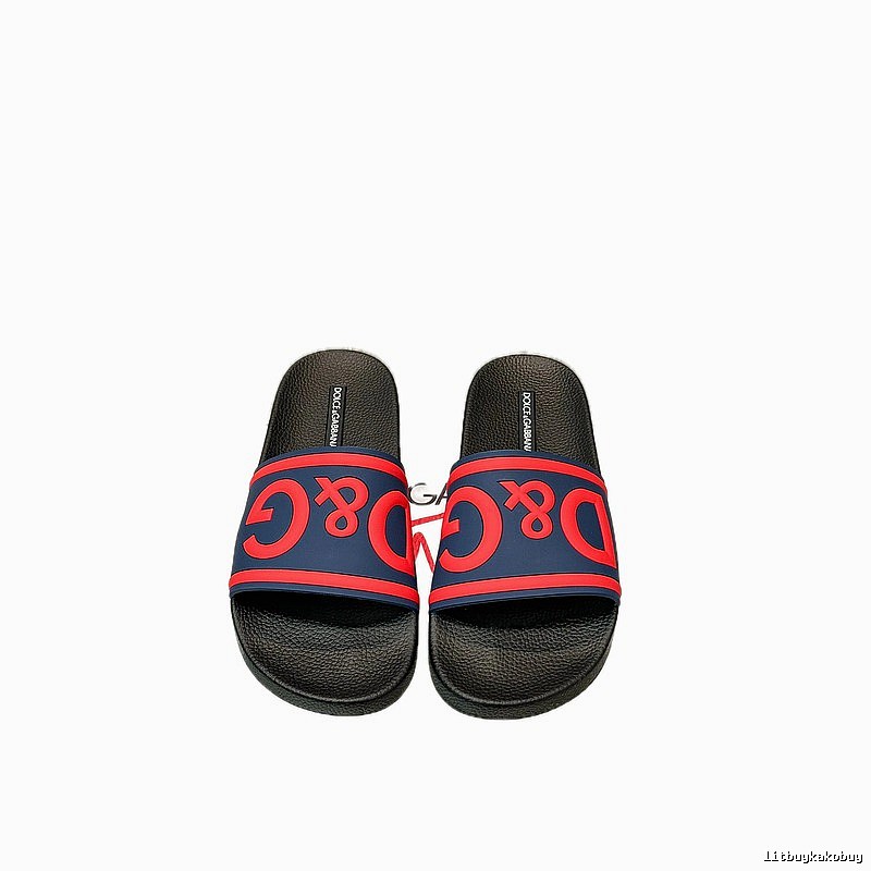 D&G DG Classic Trendy Brand Blue-Red Color-block Slides