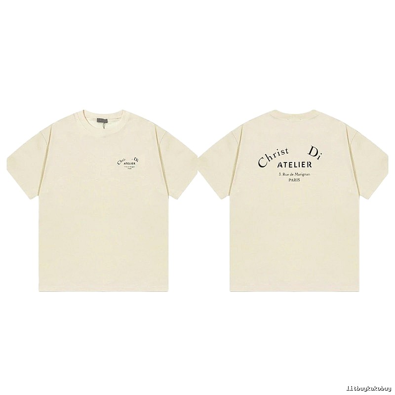Dior Atelier Minimalist Style Beige Short-sleeve T-shirt