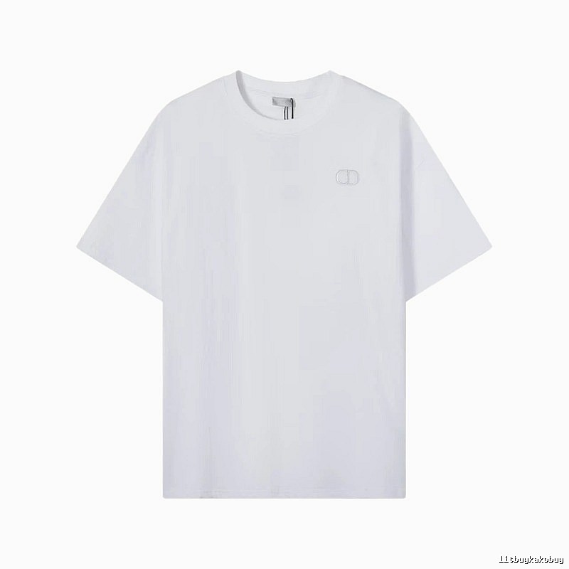 Dior CD Embroidered Minimalist Style White T-Shirt