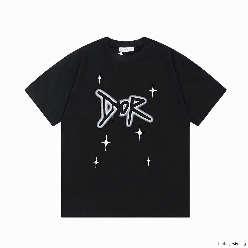 Dior Graffiti Star Street Style Black Short-sleeve T-shirt
