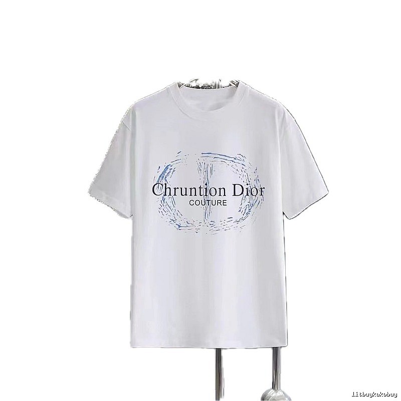 Dior Haute Couture Printed Light Luxury Style White T-shirt