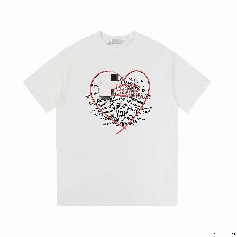 Dior Heart Graffiti Trendy Style White T-Shirt