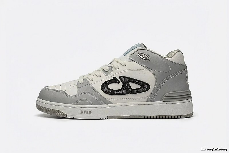 Dior high-top fashionable gray and white sports shoes