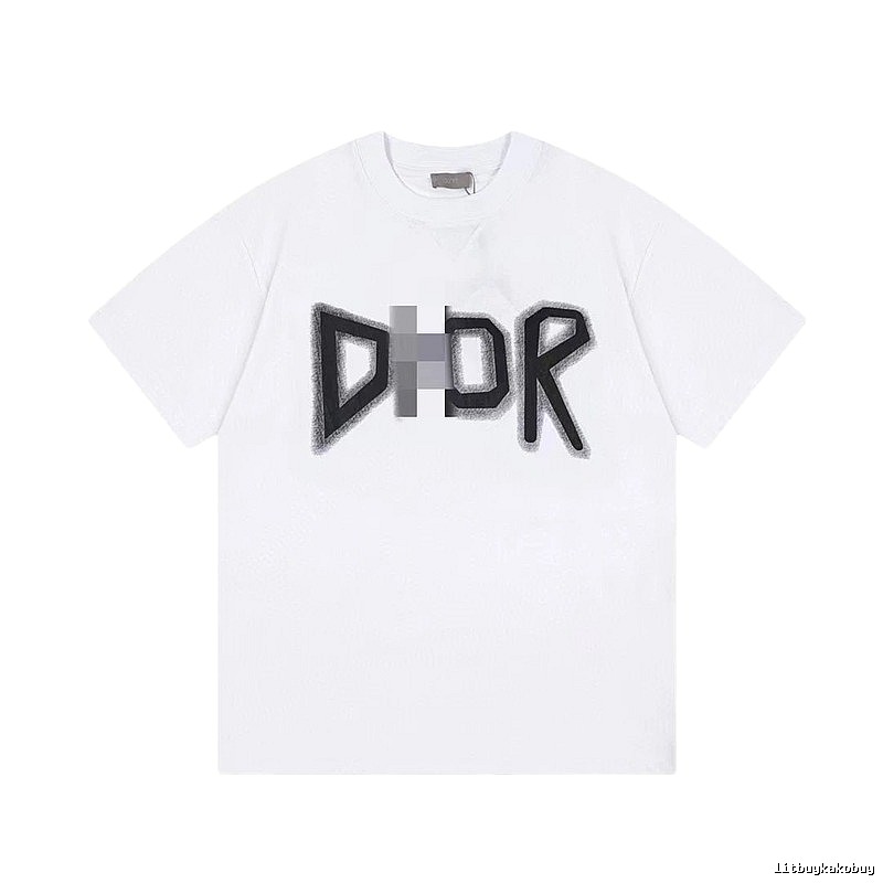 Dior Letter Print Trendy Style White T-Shirt