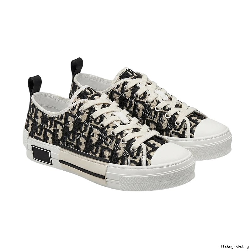 Dior monogram style black and white canvas shoes