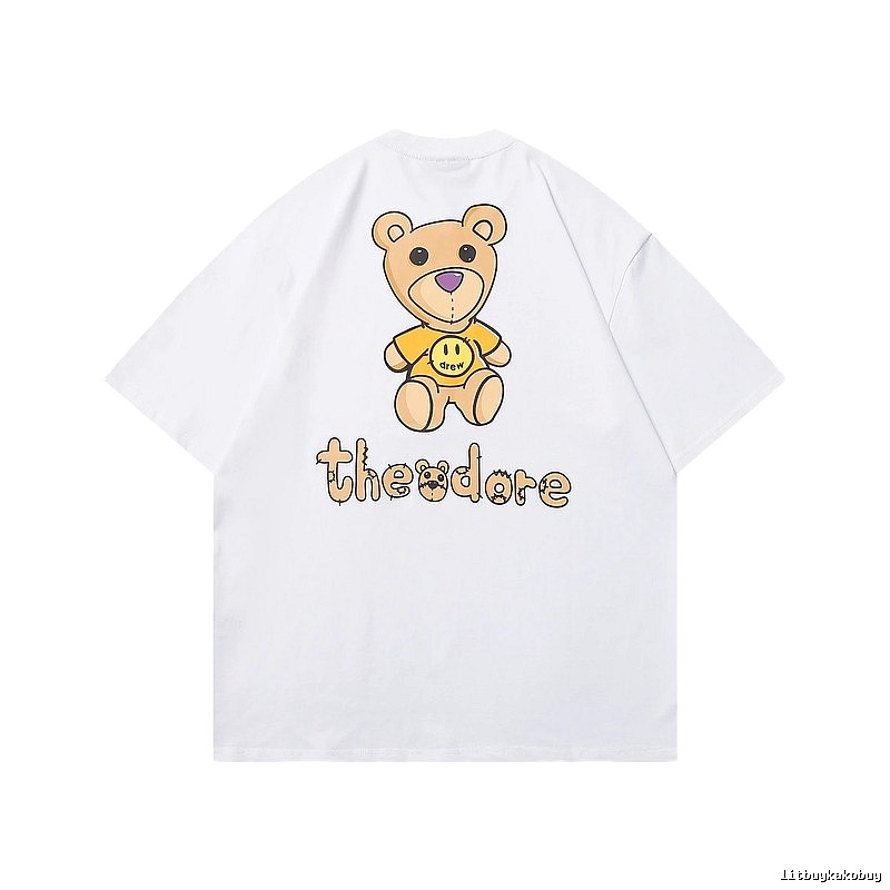 DREW Bear Print Street Style White T-shirt