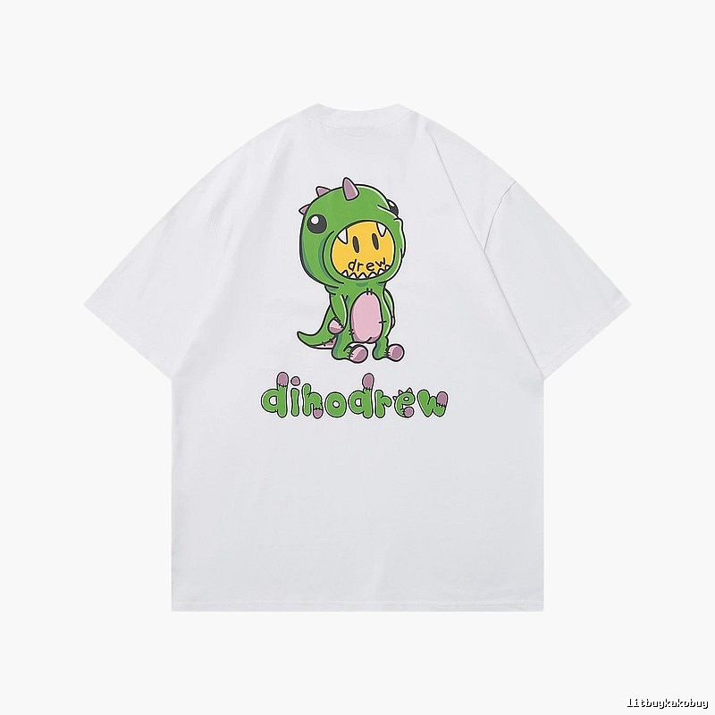 DREW Dinosaur Print Street Style White T-Shirt