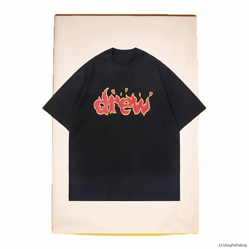 DREW Flame Heart Street Style Black T-shirt