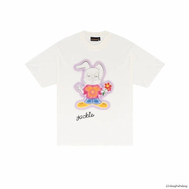 DREW Rabbit Graffiti Cool Trendy Off-white T-shirt