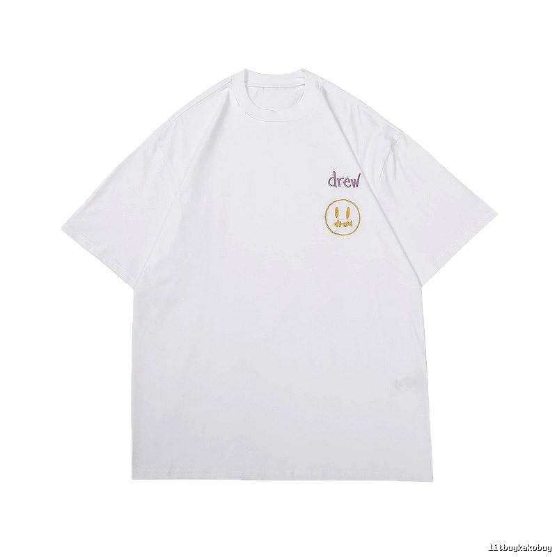 DREW Smiley Embroidered Street Style White T-Shirt