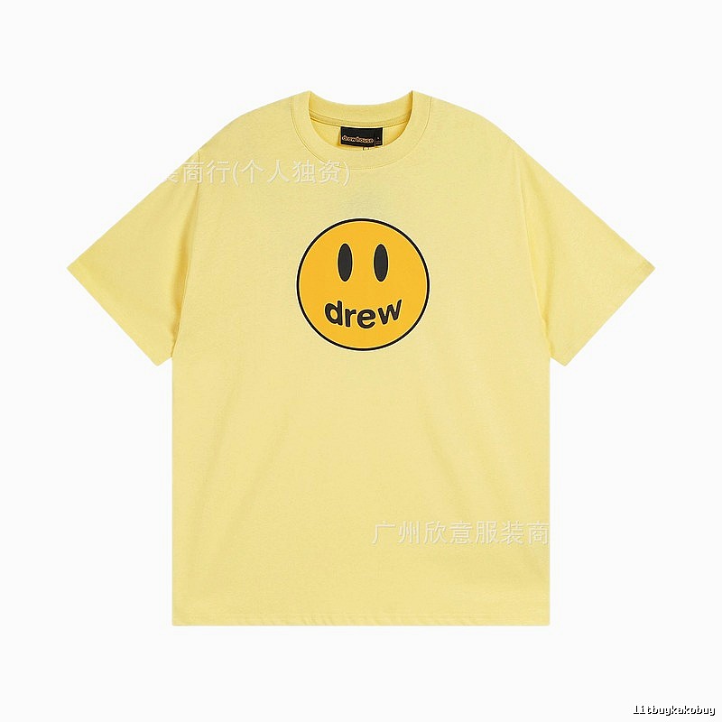 DREW Smiley Face Series Street Style Light Yellow T-shirt