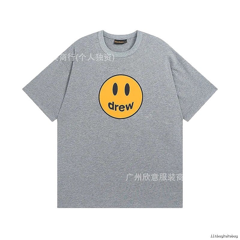 DREW Smiley Series Street Style Gray T-shirt