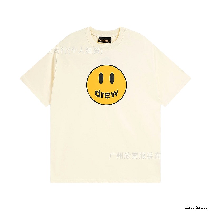 DREW Smiley Street Style Off-white Short Sleeve T-Shirt