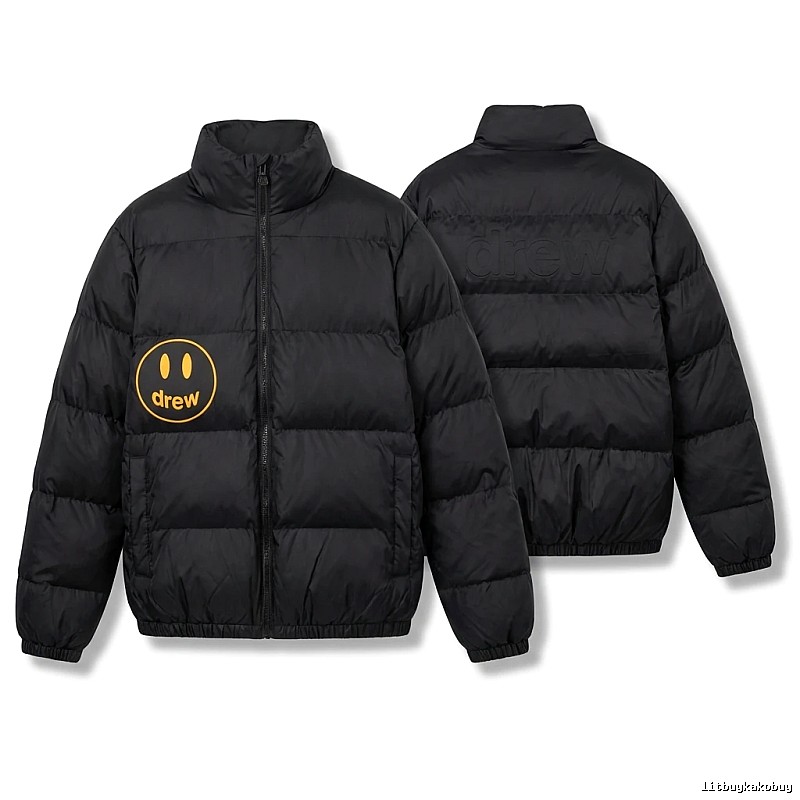 DREW Smiley Style Black Cotton-padded Jacket