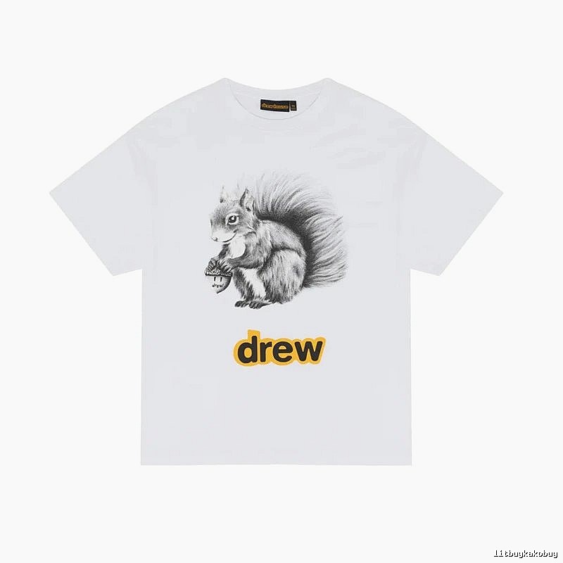 DREW Squirrel Print Street Style White T-shirt