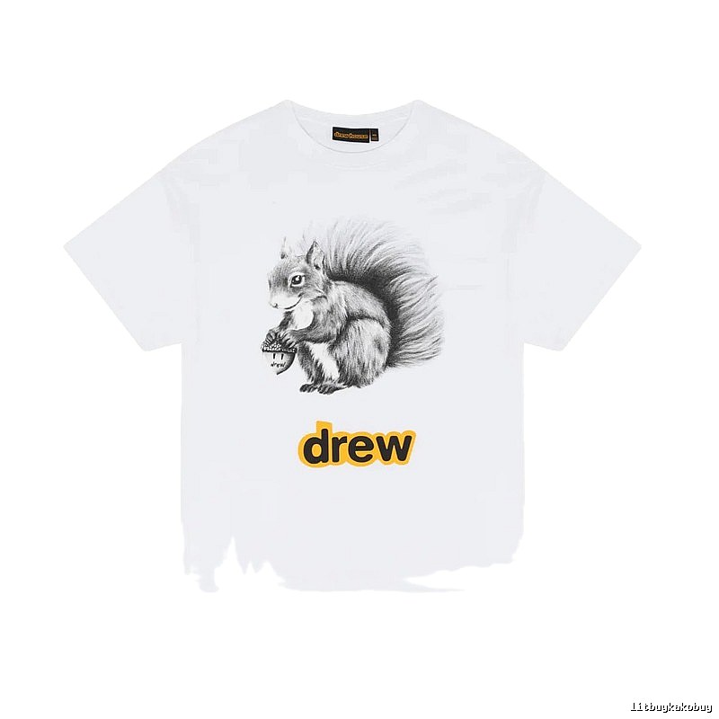 DREW Squirrel Print Street Style White T-Shirt