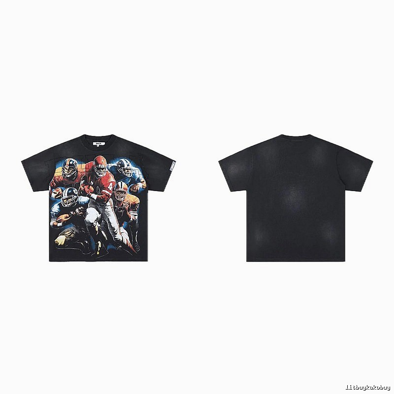 DUAA Rugby Print Retro Black T-Shirt