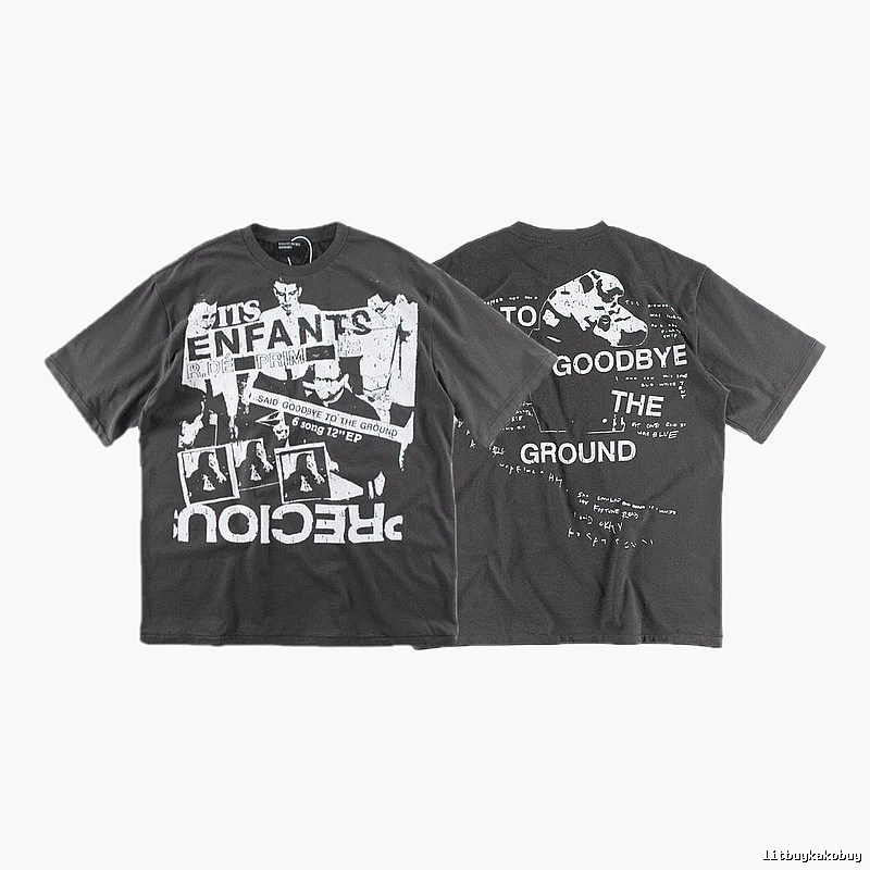 ERD GRJKD Printed Dark Style Charcoal Gray T-Shirt