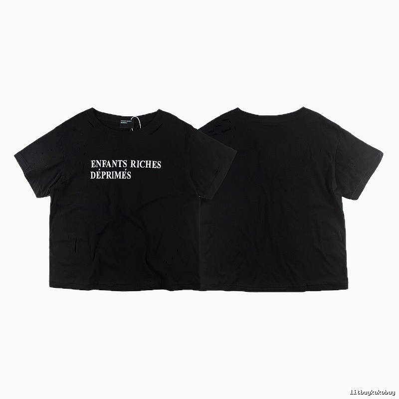 ERD Letter Print Dark High Street Black Short Sleeve T-shirt