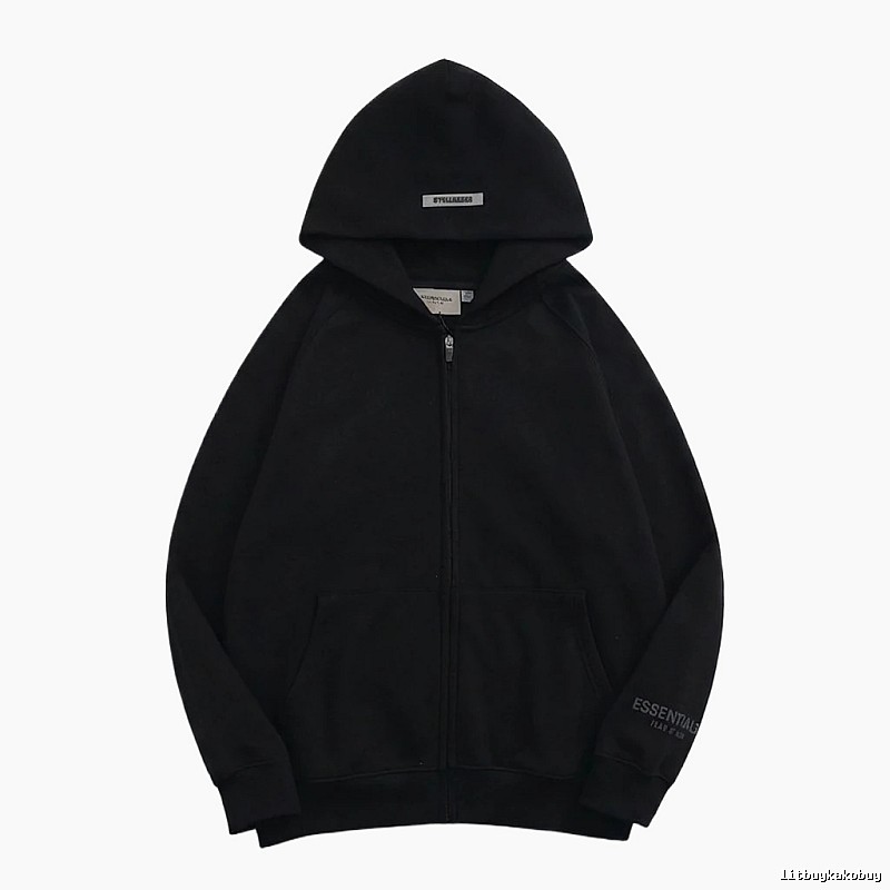 ESSENTIALS minimalist style black hoodie