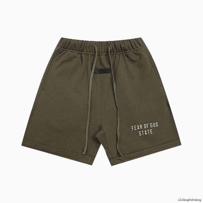 ESSENTIALS Sporty Military Green Shorts