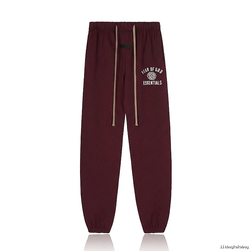 ESSENTIALS Trendy Casual Wine Red Sweatpants