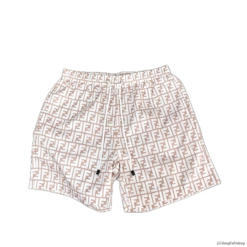 Fendi Double F Monogram Light Luxury Light Brown Casual Shorts
