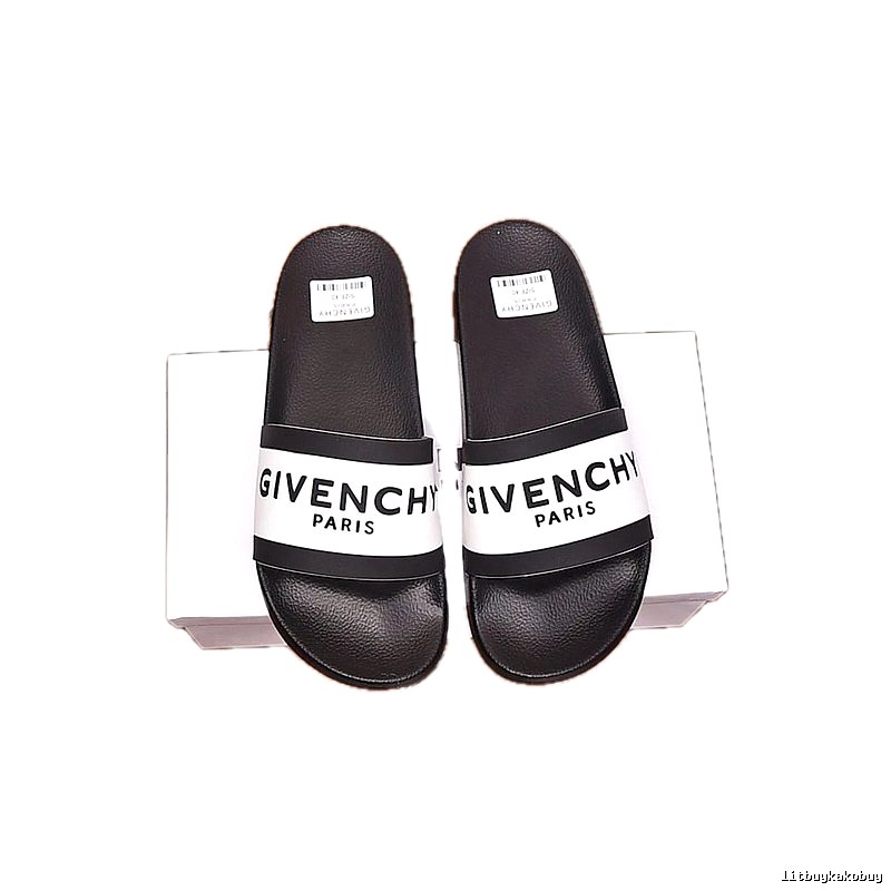 Givenchy Letter Printed Streetwear-style Black and White Slides