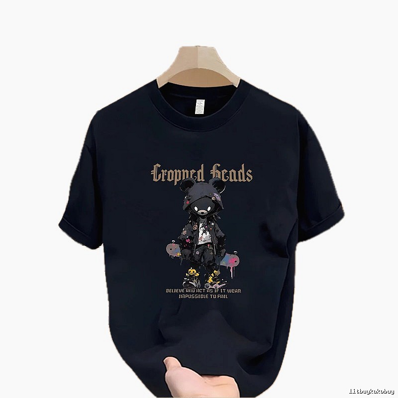 Gloomy Bear Streetwear Street-style Navy Blue Short-sleeve T-shirt